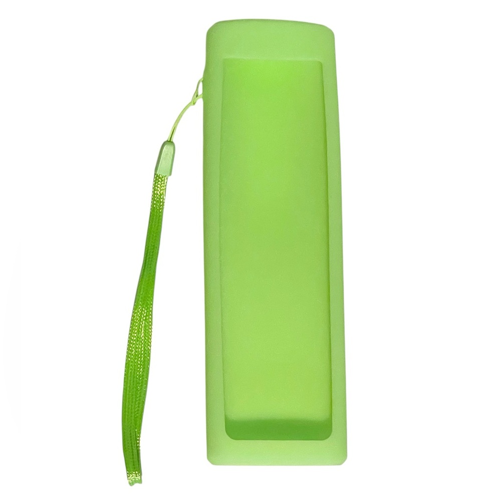 Green Silicone Television Remote Control Case with attached Lanyard
